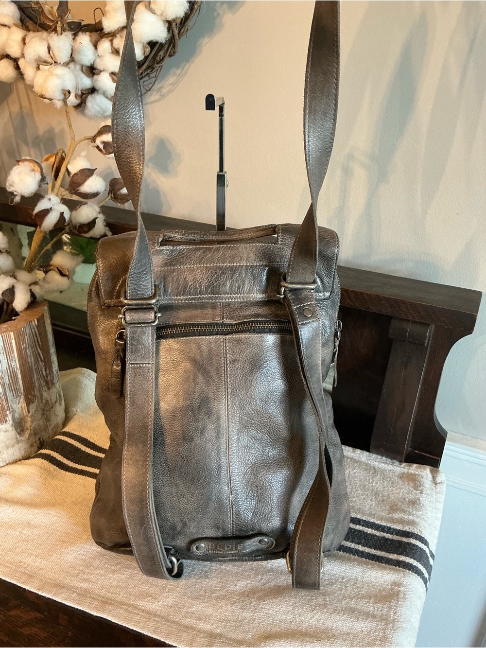 Bed Stu Patsy Convertible 4 Way Leather Backpack Bag Graphito Black MSRP $335 - Picture 5 of 14